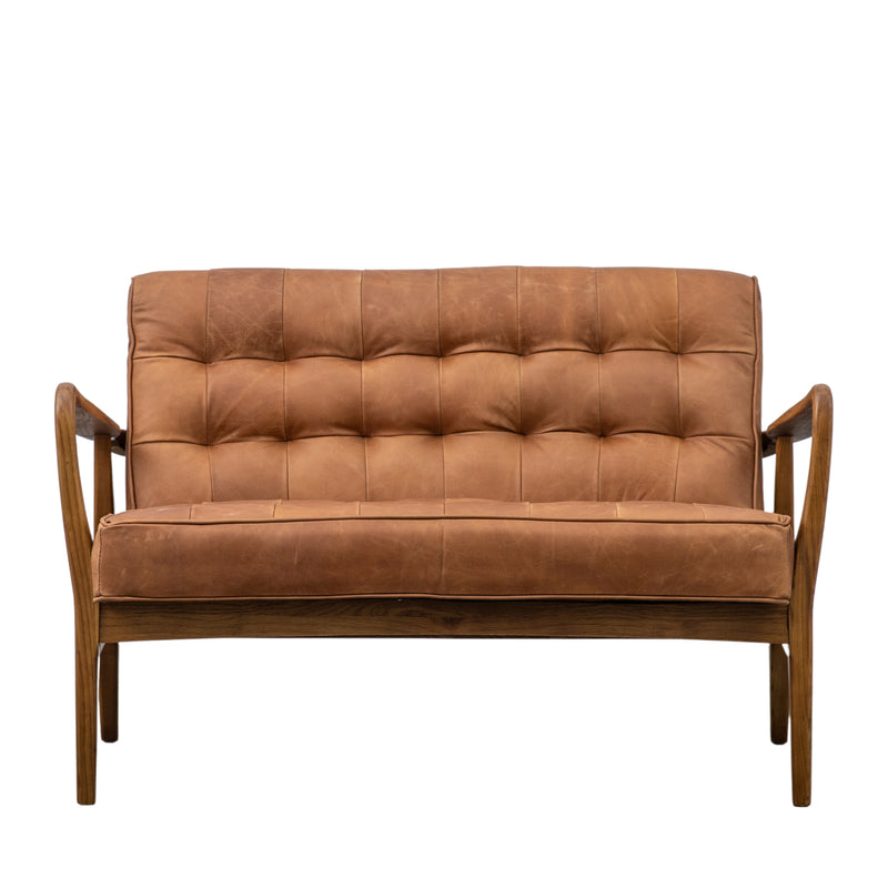 Luna Brown Leather Buttoned Sofa