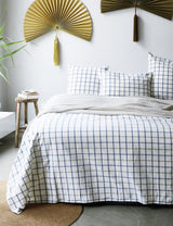 Natural Brushed Organic Cotton Checked Throw