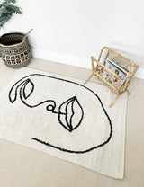 Natural Cotton Abstract Face Rug