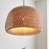 Natural Rattan Round Pendant Light - Dome