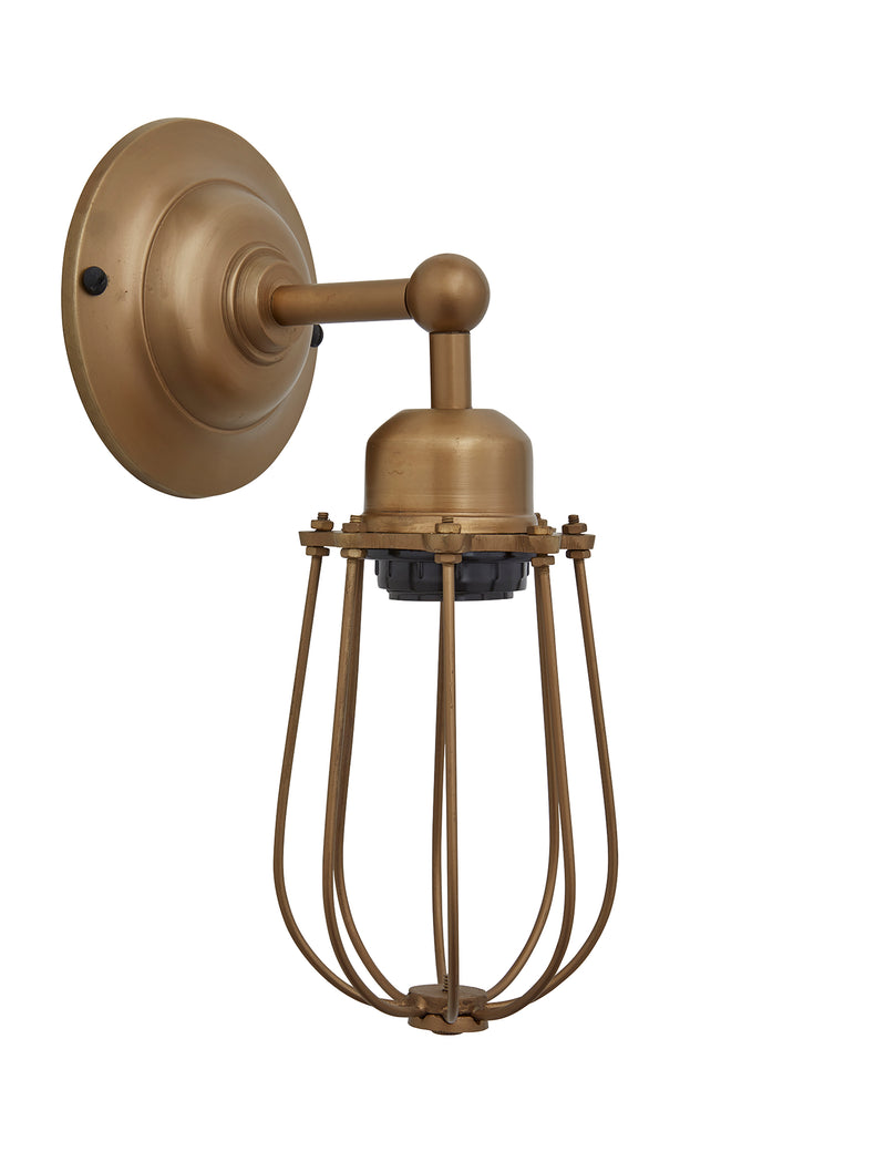 Orlando Vintage Cage Brass Wall Light by Industville