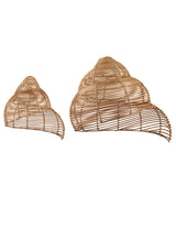 Rattan Natural Spiral Shell Light Shades - Pair