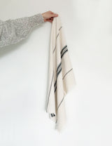 Striped Cotton Tea Towel With Fringing