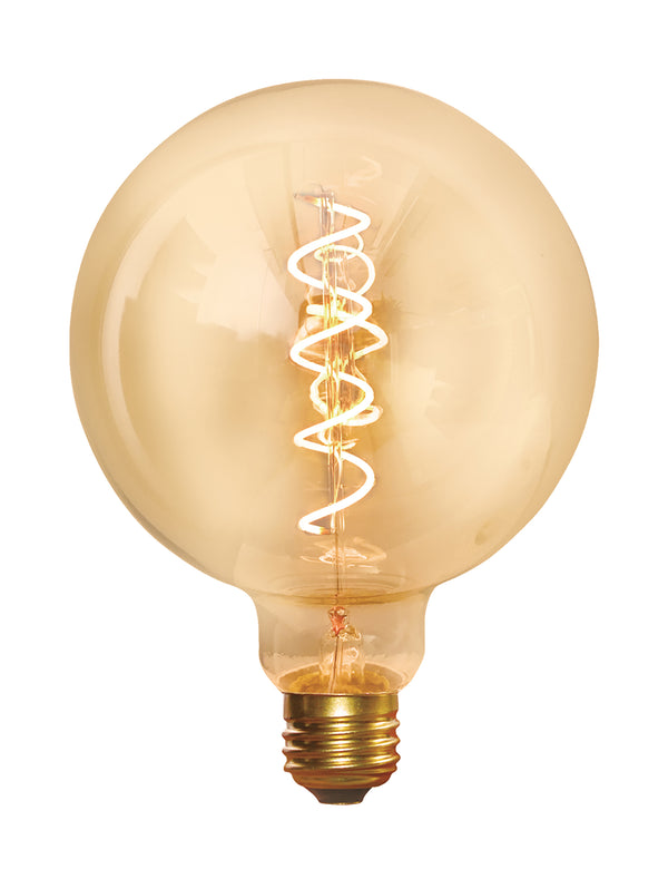 Vintage Spiral LED Edison Bulb Old Filament Lamp - 5W E27 Small Globe G95 - Amber