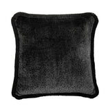 Arya Fringed Velvet Cushion - Black