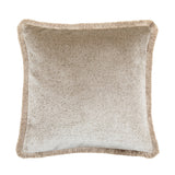 Arya Fringed Velvet Cushion - Natural