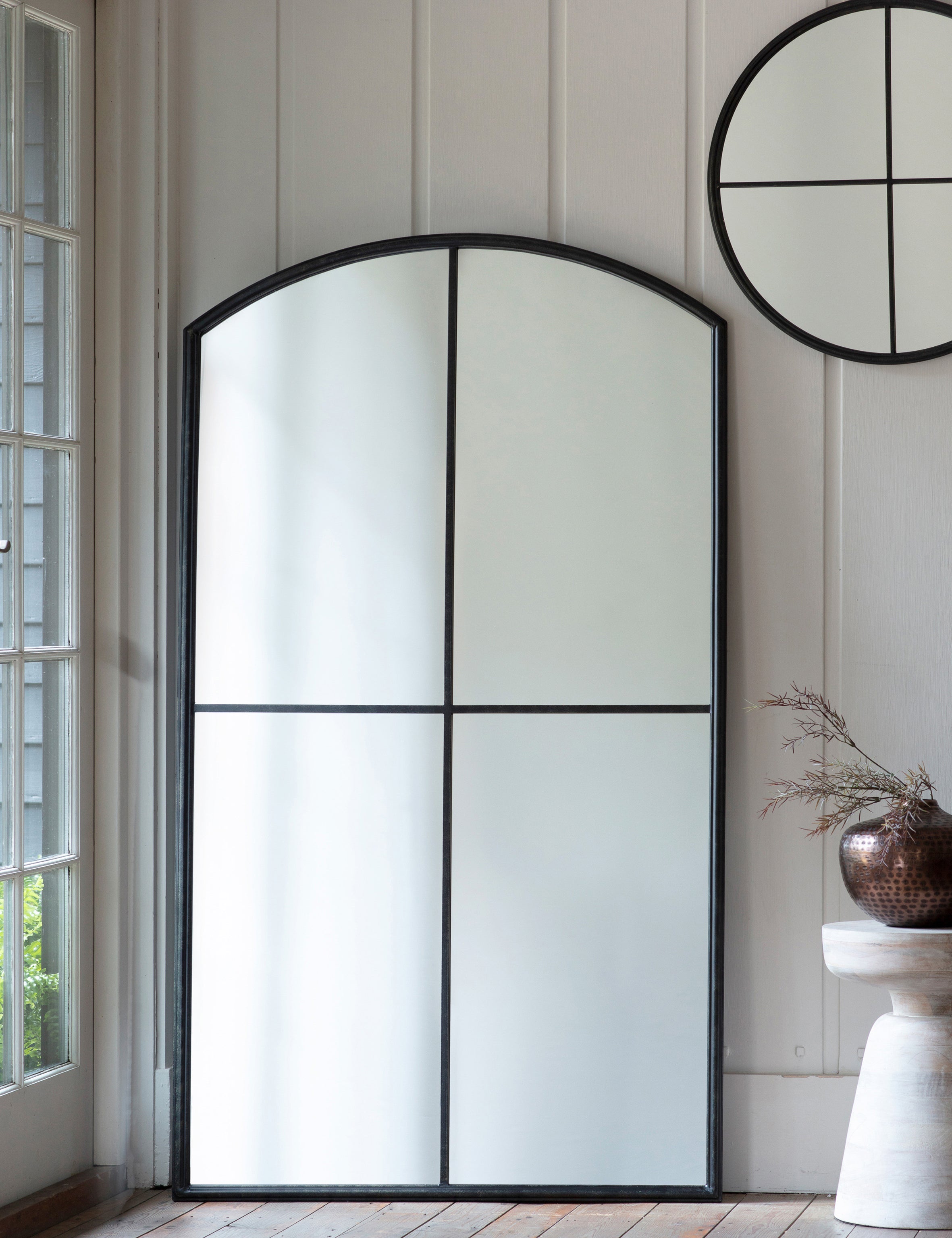Black Arched Large Window Mirror – The Den & Now
