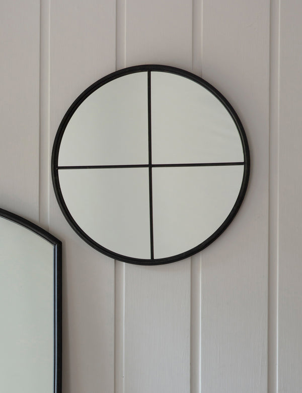 Black Round Window Mirror