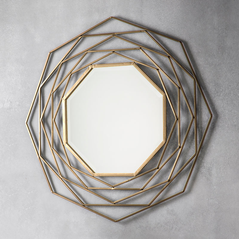 Gold Geometric Octagon Mirror