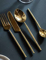 Gold Hammered Cutlery Set 16 Piece