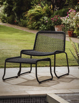 Gotska Black Lounger Chair With Stool