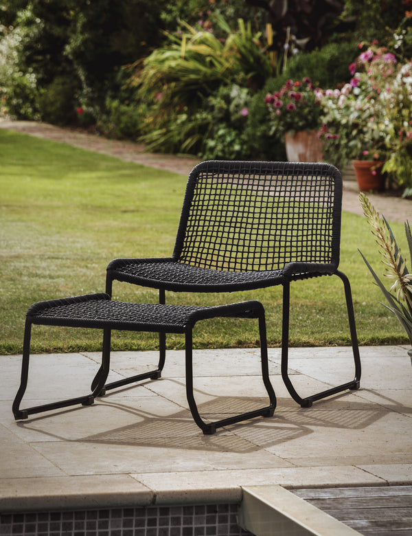Gotska Black Lounger Chair With Stool
