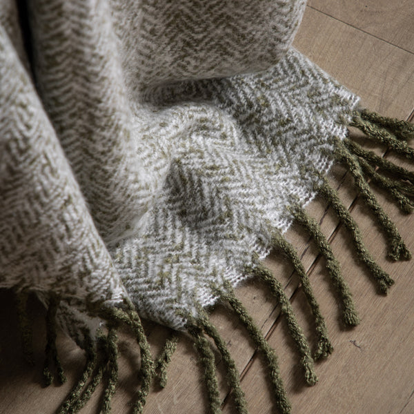 Green Herringbone Throw