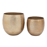 Hammered Bronze Metal Planters (Pair)