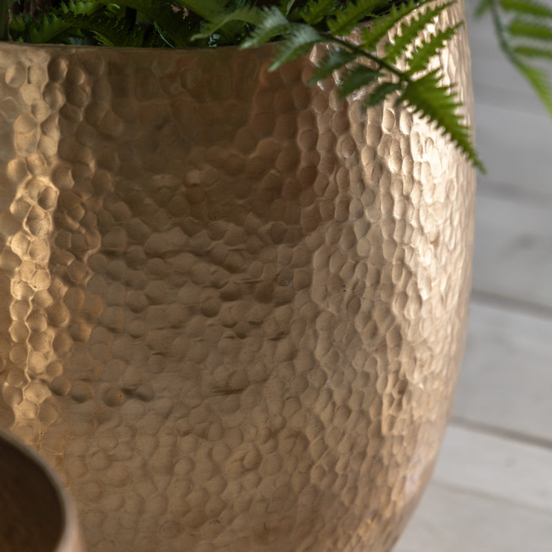 Hammered Bronze Metal Planters (Pair)