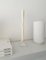 Hand Carved Tapered Soy Candle - White