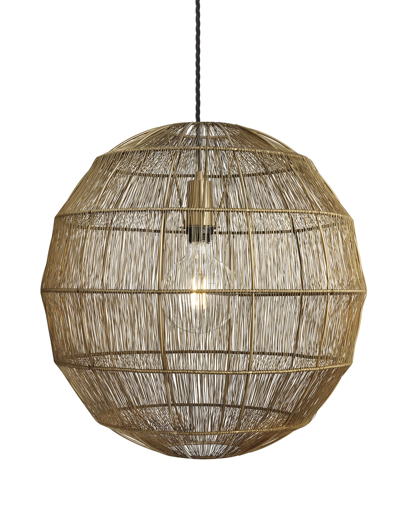 Handcrafted Wire Cage Pendant Light by Industville - Brass 16 Inch