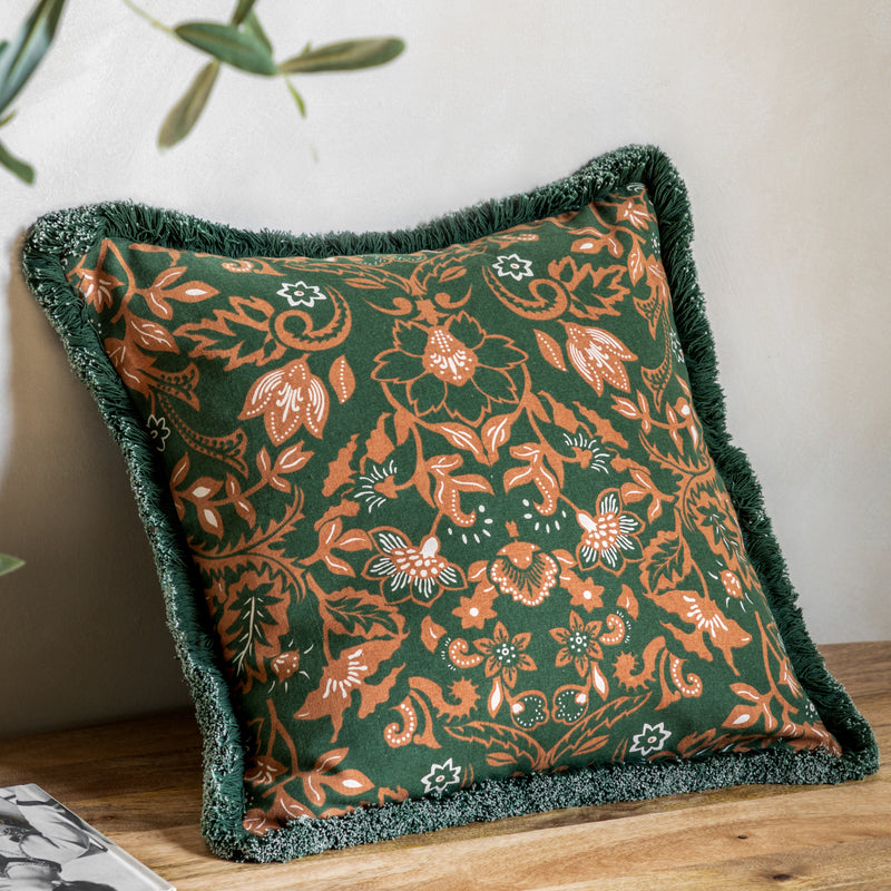 Heritage Floral Green Cushion