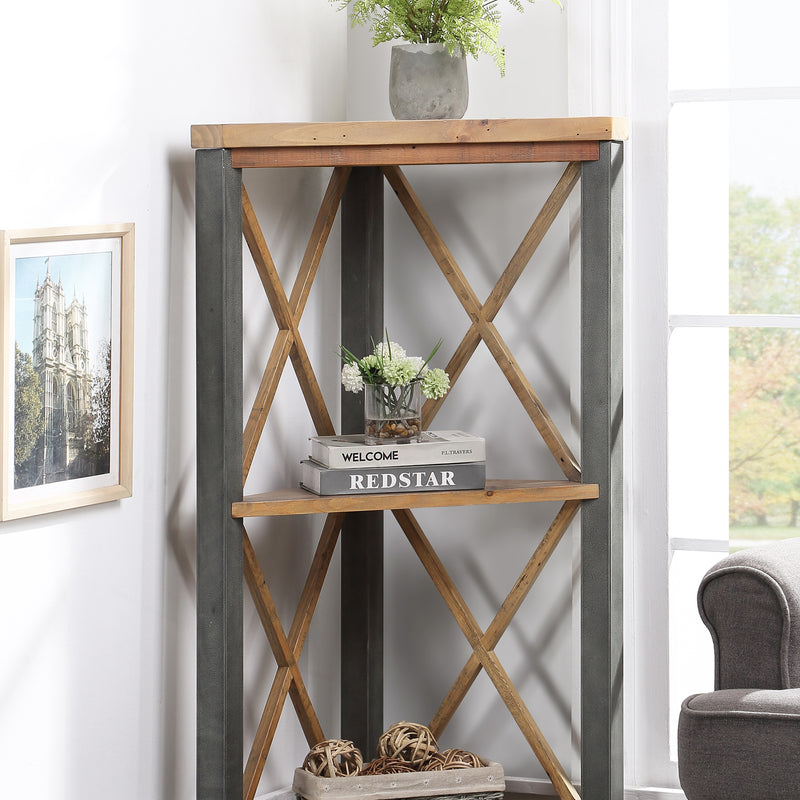 Industrial Rustic Corner Bookcase