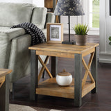 Industrial Rustic Side Table With Shelf