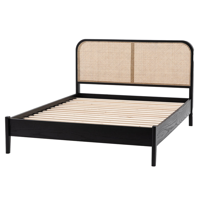 Kaito Black Rattan Bed Frame