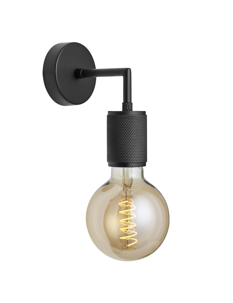 Knurled Edison Wall Light by Industville - Black - Amber Bulb