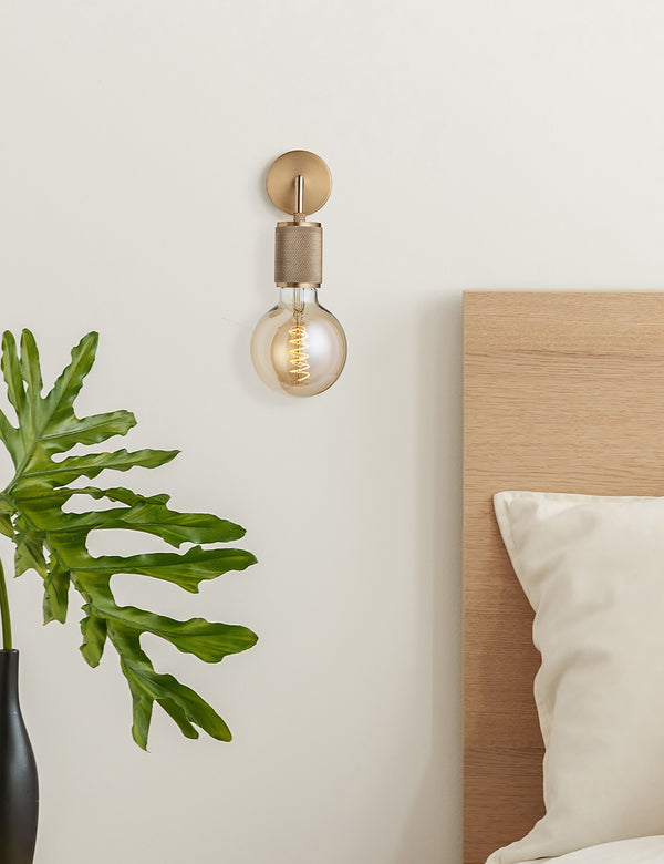 Knurled Edison Wall Light by Industville - Brass - Amber Bulb