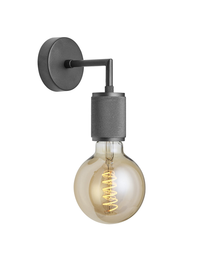 Knurled Edison Wall Light by Industville - Pewter - Amber Bulb