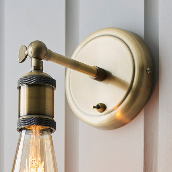 Loki Vintage Industrial Brass Wall Light