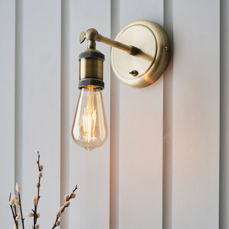 Loki Vintage Industrial Brass Wall Light