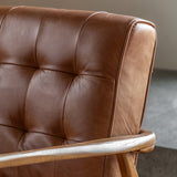 Luna Brown Leather Buttoned Armchair