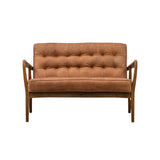 Luna Brown Leather Buttoned Sofa