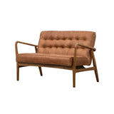 Luna Brown Leather Buttoned Sofa