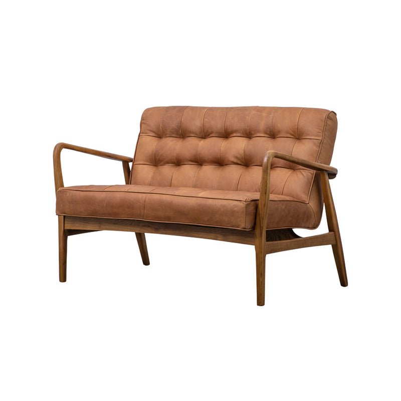 Luna Brown Leather Buttoned Sofa