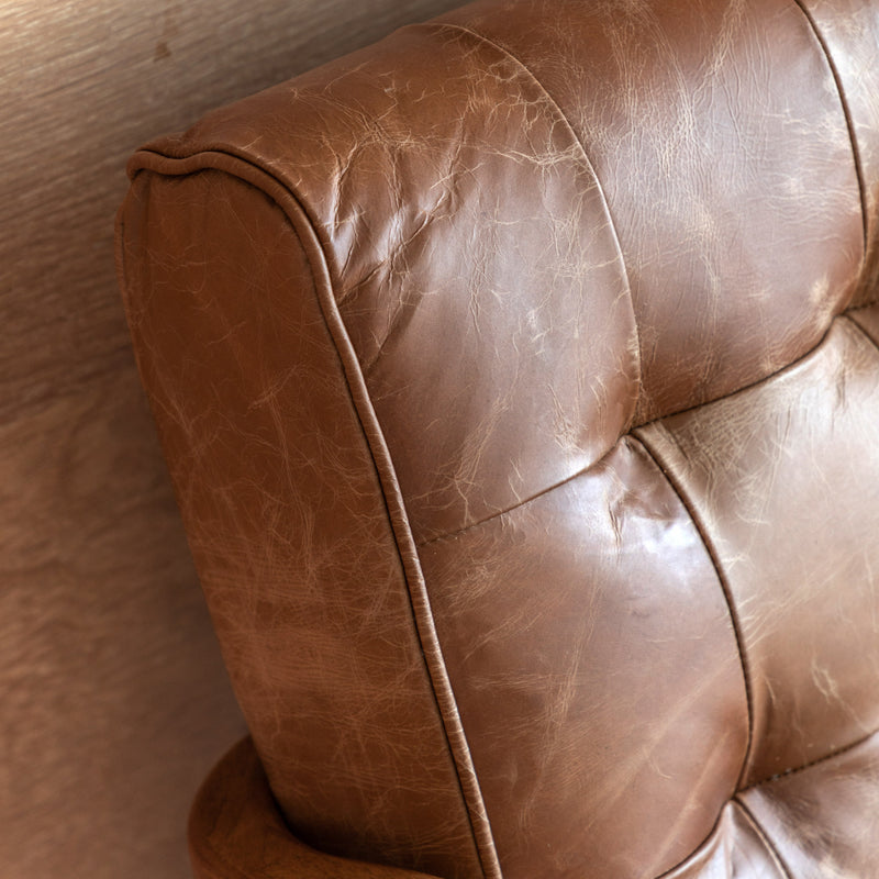 Luna Brown Leather Buttoned Sofa