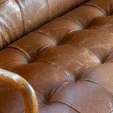 Luna Brown Leather Buttoned Sofa