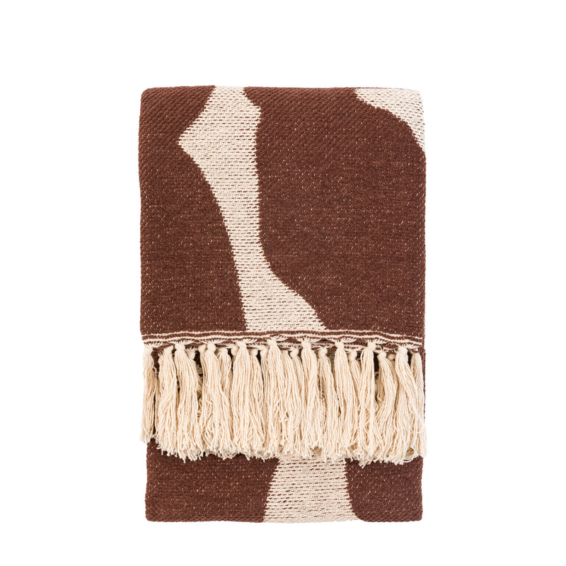 Mocha Brown Abstract Woven Throw