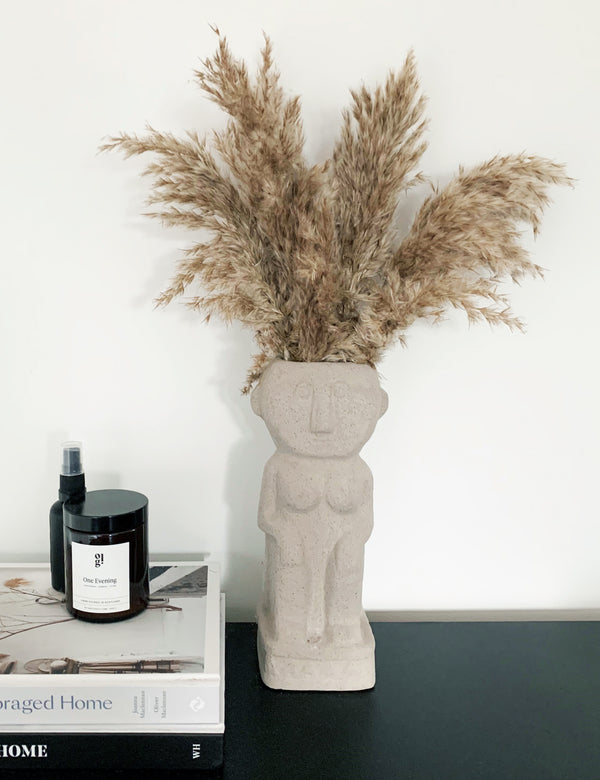 Natural Grey Stoneware Woman Vase