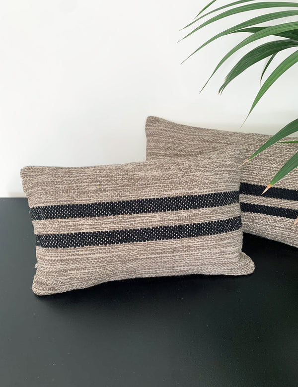 Natural & Black Stripe Cushion