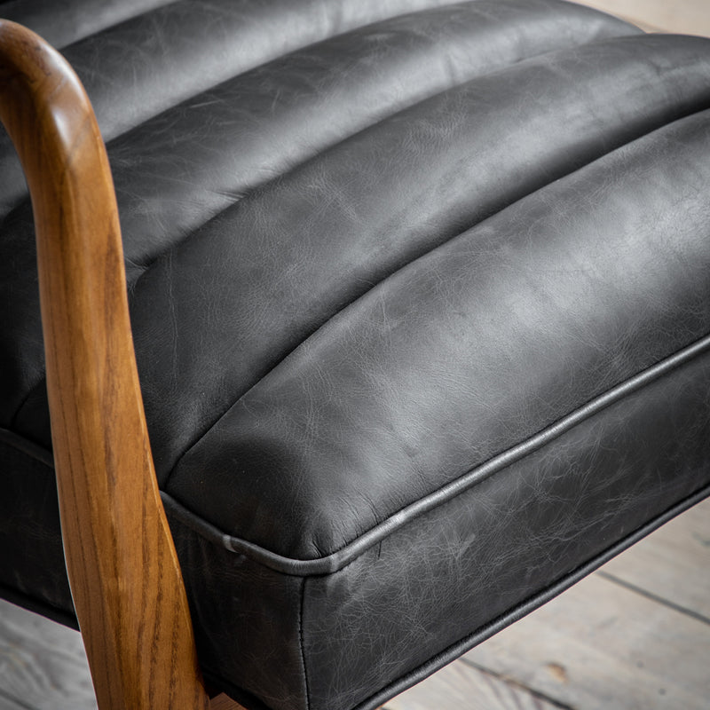 Oskar Black Leather Armchair