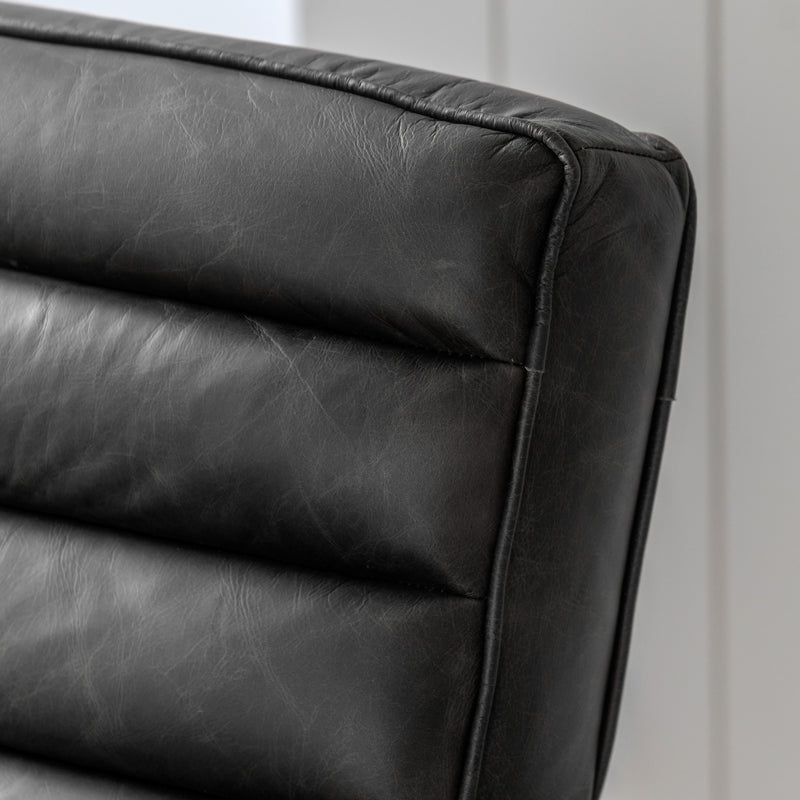 Oskar Black Leather Armchair