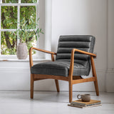 Oskar Black Leather Armchair