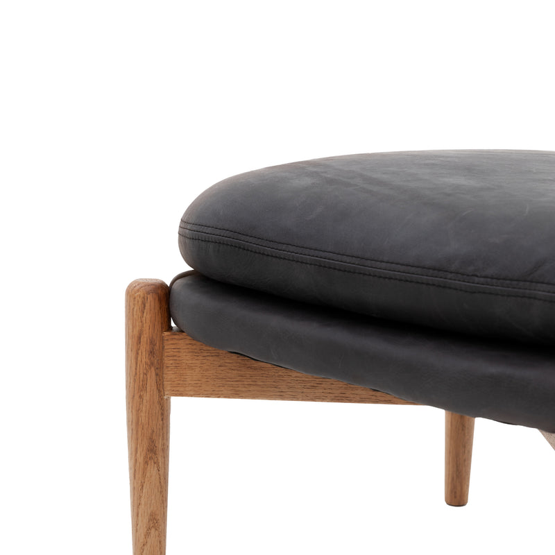 Oskar Black Leather Footstool