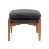 Oskar Black Leather Footstool