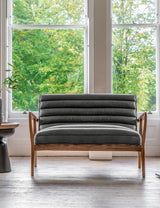 Oskar Black Leather Sofa