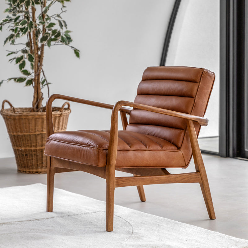 Oskar Brown Leather Armchair