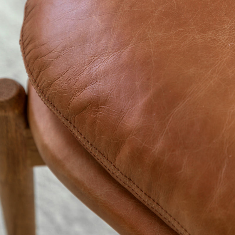 Oskar Brown Leather Footstool