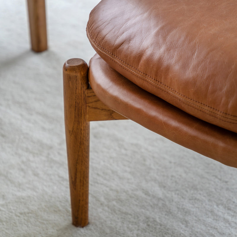 Oskar Brown Leather Footstool