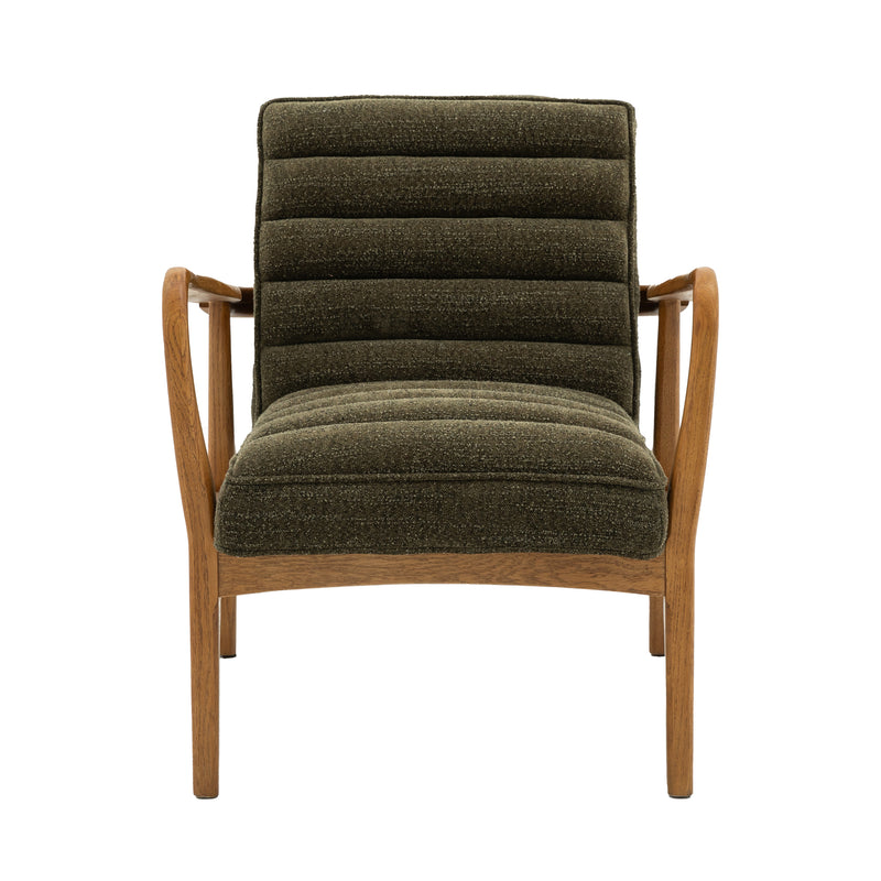 Oskar Dark Olive Green Boucle Armchair