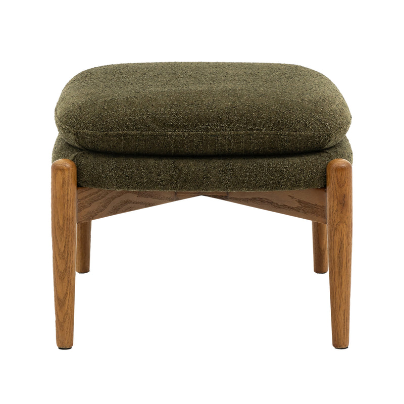 Oskar Dark Olive Green Boucle Footstool